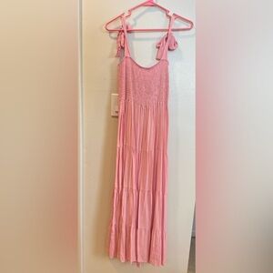 Pink Smocked Maxi Dress